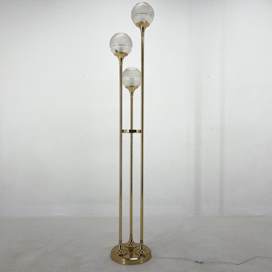 Image 1 of Italiaanse vintage vloerlamp van metaal en glas, 1970