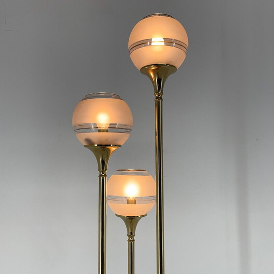 Image 1 of Italiaanse vintage vloerlamp van metaal en glas, 1970