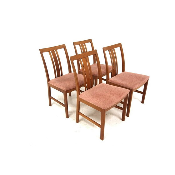 Image 1 of Set van 4 vintage stoelen van teakhout en stof, Zweden 1960