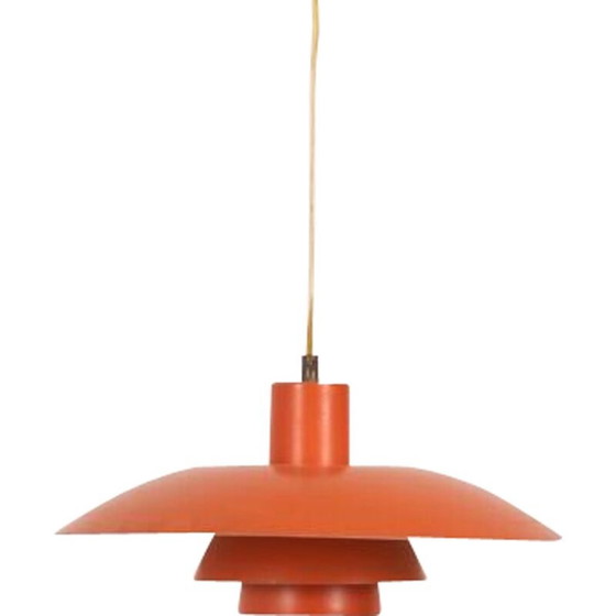 Image 1 of Deense vintage oranje metalen kroonluchter van Poul Hanningsen voor Louis Poulsen, jaren 1960