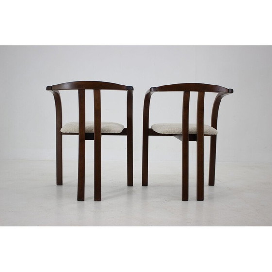 Image 1 of Vintage stoelen in witte krulstof van Ton, Tsjecho-Slowakije 1980