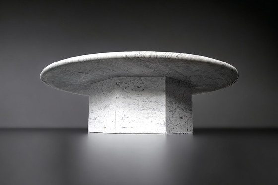 Image 1 of Carrara Marble Coffeetable ~130cm, Italy 1970's