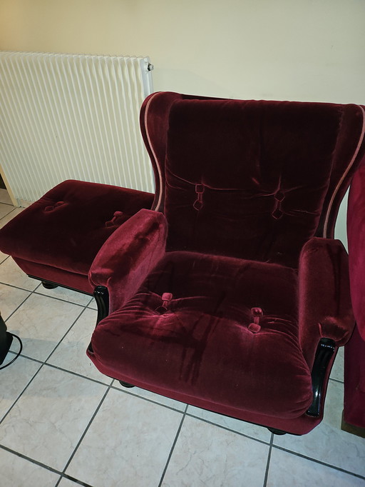 2 Jean Prevost Fauteuils Met Poef