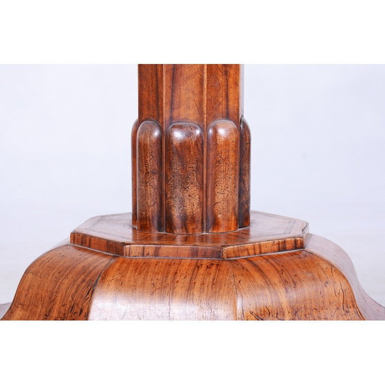 Image 1 of Vintage Oostenrijkse Biedermeier walnoten ronde eettafel, 1820