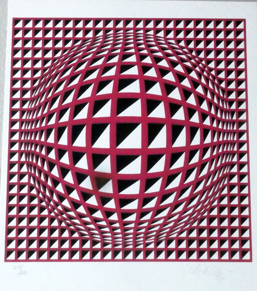 Zeefdruk, zeefdruk 'Terz Liten' van Victor Vasarely (1906-1997), de grootmeester van de Op Art