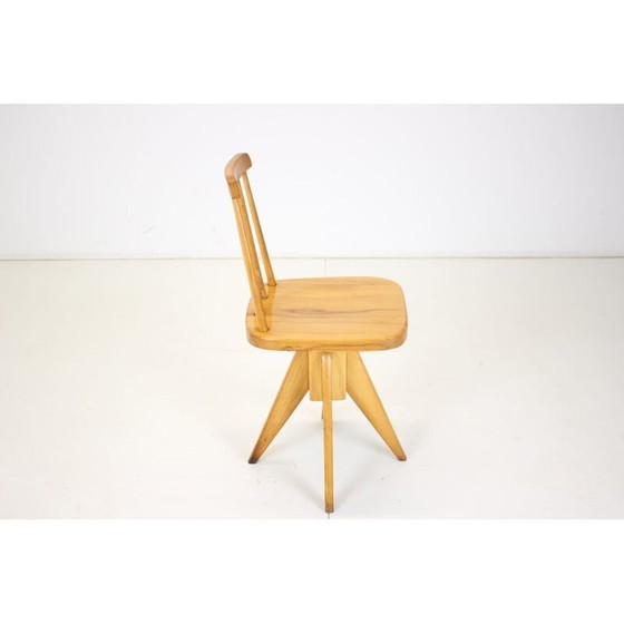 Image 1 of Mid century houten draaifauteuil, Tsjecho-Slowakije 1970