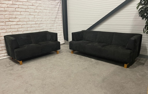 3+2-zits Leolux Sofa Set Vintage Stijl Suede/Leder Stof