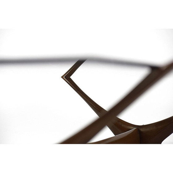 Image 1 of Scandinavische vintage walnoten salontafel door Fredrik Schriever-Abeln voor Örebro Glass, Zweden 1960