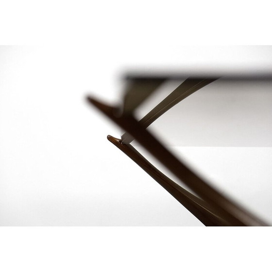 Image 1 of Scandinavische vintage walnoten salontafel door Fredrik Schriever-Abeln voor Örebro Glass, Zweden 1960