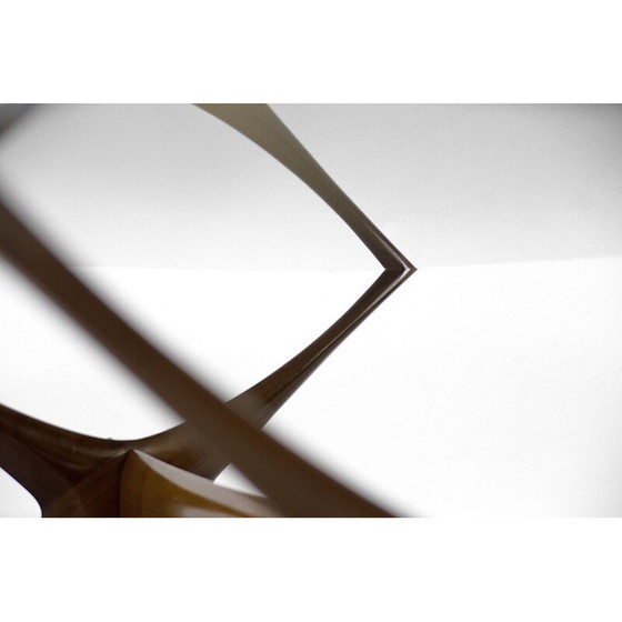 Image 1 of Scandinavische vintage walnoten salontafel door Fredrik Schriever-Abeln voor Örebro Glass, Zweden 1960