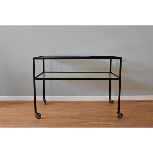 Vintage zwart metalen barwagens van Herbert Hirche voor Christian Holzäpfel KG, Duitsland 1960