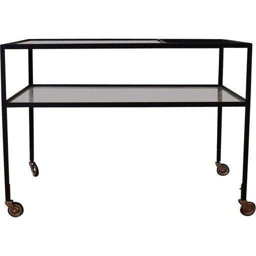 Vintage zwart metalen barwagens van Herbert Hirche voor Christian Holzäpfel KG, Duitsland 1960