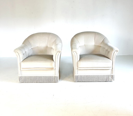 2X Vintage Velours Cocktail Fauteuil ‘60