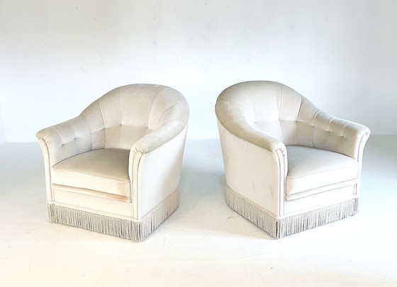 Image 1 of 2X Vintage Velours Cocktail Fauteuil ‘60