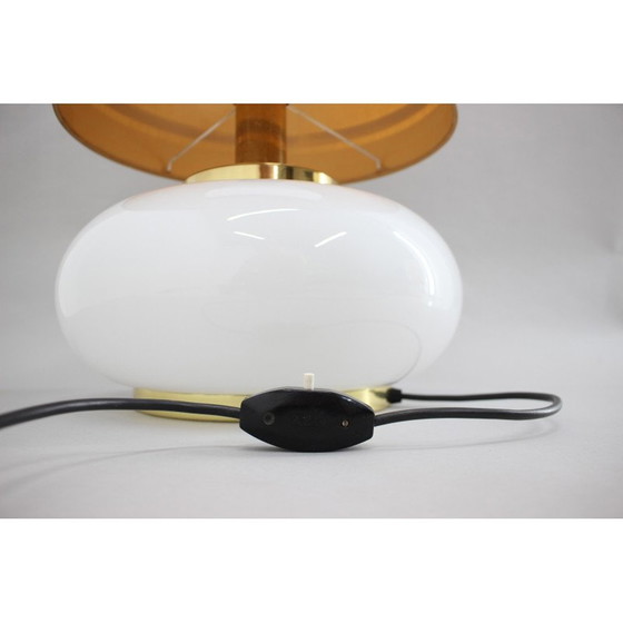 Image 1 of Vintage glazen en koperen tafellamp, Italië 1970