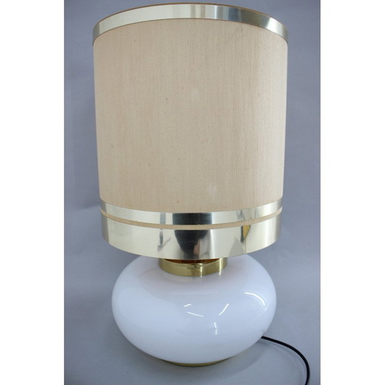 Image 1 of Vintage glazen en koperen tafellamp, Italië 1970