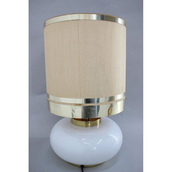 Image 1 of Vintage glazen en koperen tafellamp, Italië 1970