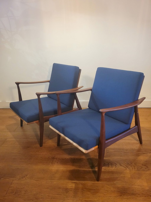 2X Vintage Deense Fauteuils In Teak