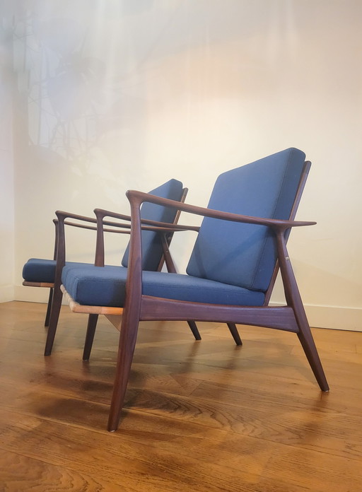 2X Vintage Deense Fauteuils In Teak