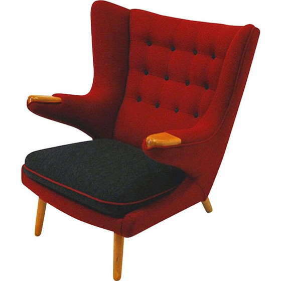 Image 1 of Vintage rode wollen scandinavische fauteuil van Nanna Ditzel, 1950