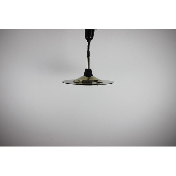 Image 1 of Vintage hanglamp van messing en glas, Duitsland 1970
