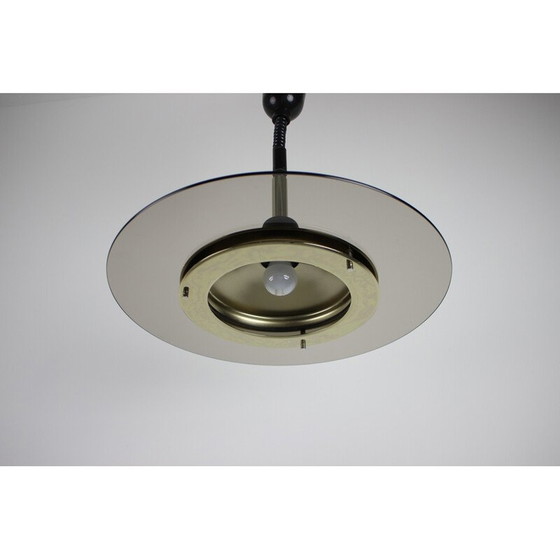 Image 1 of Vintage hanglamp van messing en glas, Duitsland 1970