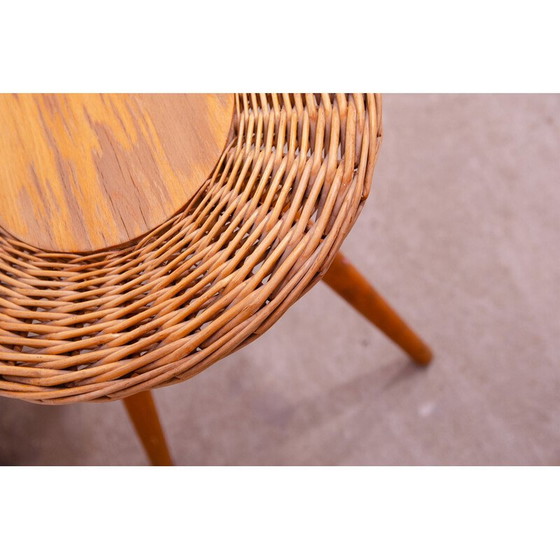 Image 1 of Vintage rotan krukje van Jan Kalous voor Úluv, Tsjecho-Slowakije 1960