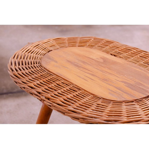 Vintage rotan krukje van Jan Kalous voor Úluv, Tsjecho-Slowakije 1960