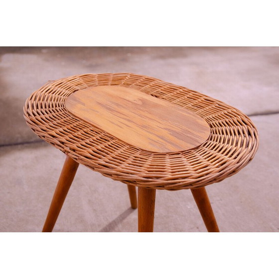 Image 1 of Vintage rotan krukje van Jan Kalous voor Úluv, Tsjecho-Slowakije 1960