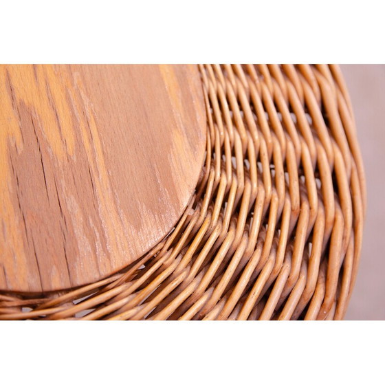 Image 1 of Vintage rotan krukje van Jan Kalous voor Úluv, Tsjecho-Slowakije 1960