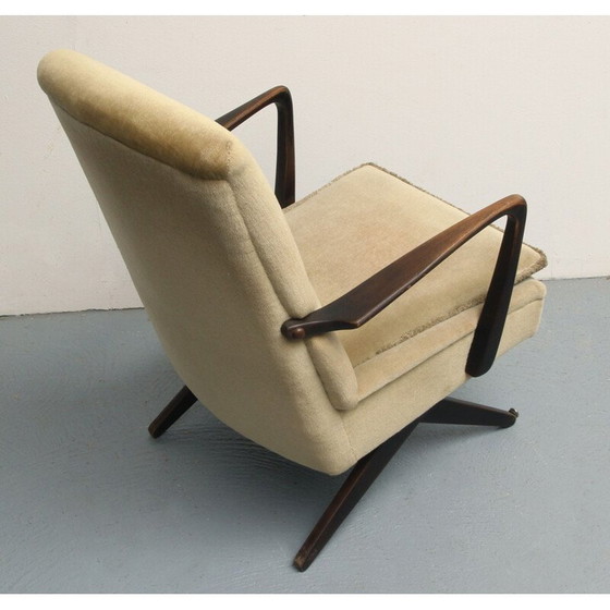 Image 1 of Vintage schaarstoel in fluweel, jaren 1950