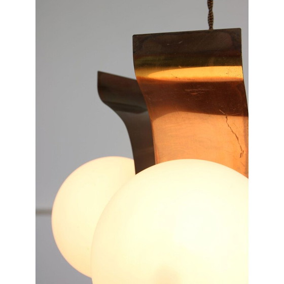 Image 1 of Vintage minimalistische koperen kroonluchter, 1970