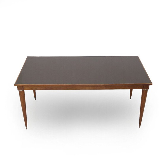Image 1 of Vintage massief houten en messing eettafel door Paolo Buffa voor Palazzi dell'arte Cantù, Italië 1950