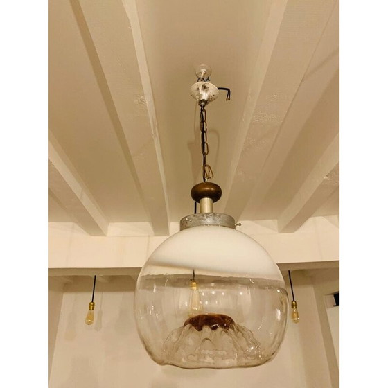 Image 1 of Vintage Mazzega hanglamp in amberkleurig Murano glas, jaren 1960