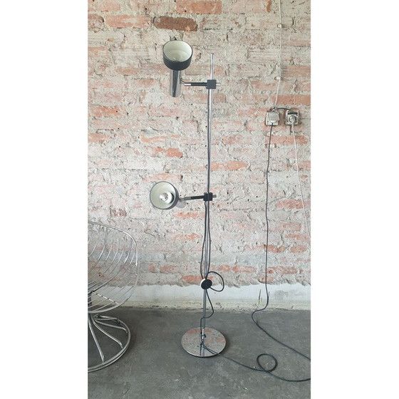 Image 1 of Vintage vloerlamp zilver-zwart, 1970