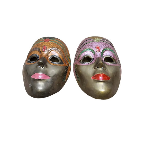 Image 1 of Vintage Messing Venetiaanse Maskers