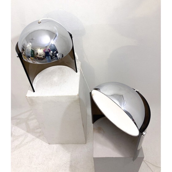Image 1 of Paar vintage lampen van chroom en plexiglas, 1970