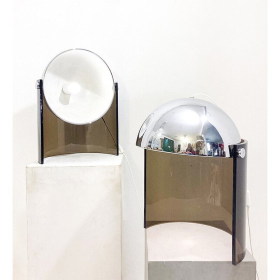 Image 1 of Paar vintage lampen van chroom en plexiglas, 1970
