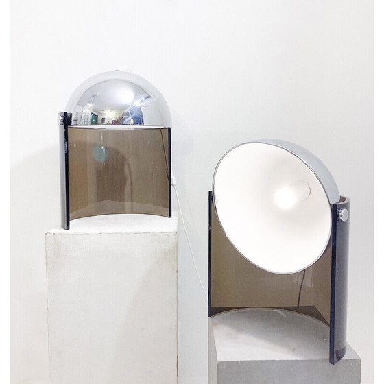 Image 1 of Paar vintage lampen van chroom en plexiglas, 1970