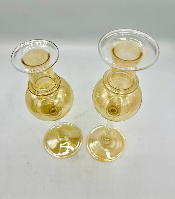 Image 1 of Seguso Murano Glazen Kaarsenhouder Ingelegd Met 24K Goud