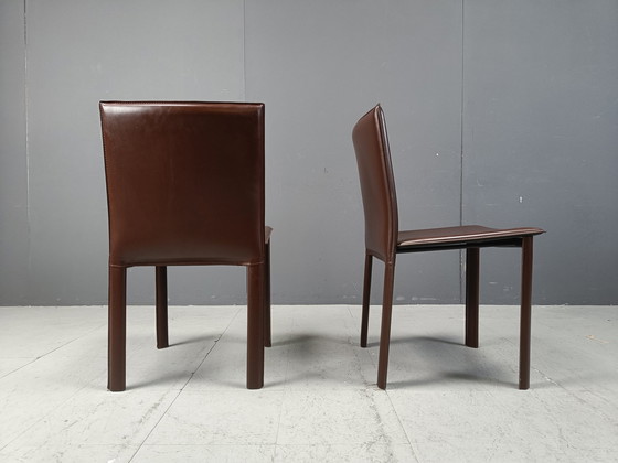 Image 1 of Vintage bruine leren eetkamerstoelen, set van 10
