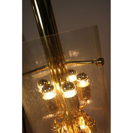 Image 1 of Vintage hanglamp in glas en messing van Limburg, jaren 1970