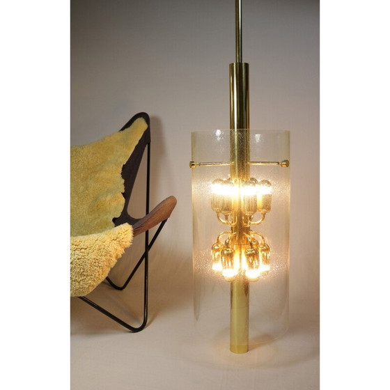 Image 1 of Vintage hanglamp in glas en messing van Limburg, jaren 1970