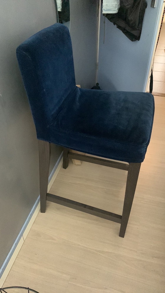 Image 1 of 2X Ikea Barkruk Met Blue Velvet