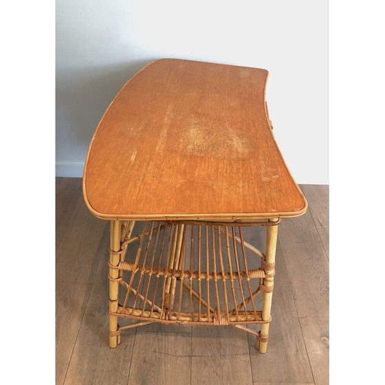 Image 1 of Vintage rotan bureau van Audois Minet, Frankrijk 1970