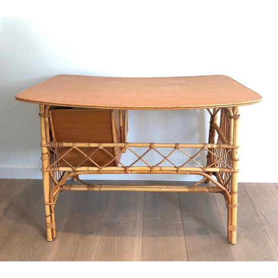 Image 1 of Vintage rotan bureau van Audois Minet, Frankrijk 1970