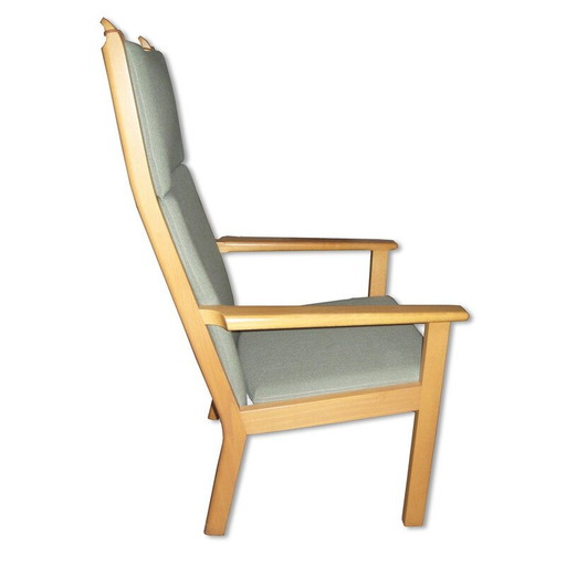 Fauteuil in beukenhout en wol met voetenbankje, Hans J. WEGNER - 1984