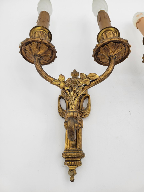 Image 1 of Antiek Bronzen Wandlampen Louis Xvi Stijl