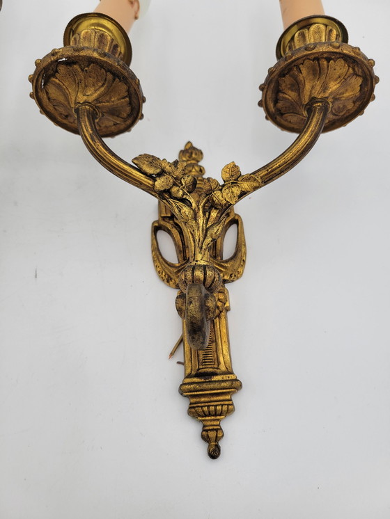 Image 1 of Antiek Bronzen Wandlampen Louis Xvi Stijl