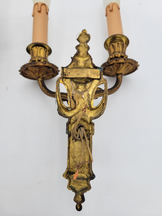 Image 1 of Antiek Bronzen Wandlampen Louis Xvi Stijl